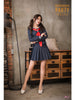 Lingeriecats Halloween Classic Blue School Student Girl Uniform with Red tie in 3 Pieces.