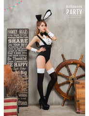 Lingeriecats Halloween Sexy Black Bunny 6 Piece Costume - White Ear