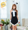 Lingeriecats Halloween Sexy Black Bunny 5 Piece Costume -White Ears