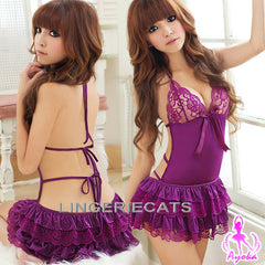 Hot Halter-Neck Rayon Chemise Purple