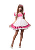 LINGERIECATS Rose Merry Pink 4pcs Cherry Maid Outfit Cosplay Costume Set (Free Sport Pant Gift)