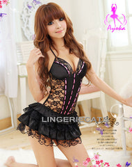 Fascinating Halter-neck Chemise (Black)