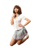 LINGERIECATS Sexy Grey Pinky 2pcs School Girl Uniform Cosplay Costume Set