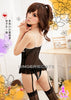 Attractive Chiffon Corset Set - Black