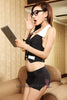 Hot Sexy Secretary Black Costume Cosplay 2 Pieces Outfit