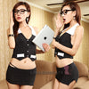 Hot Sexy Secretary Black Costume Cosplay 2 Pieces Outfit