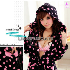 Charming Dots Coral Fleece Hooded Robe