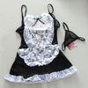 Sexy Black Maid Babydoll Costumes Lingerie Dress+G-string